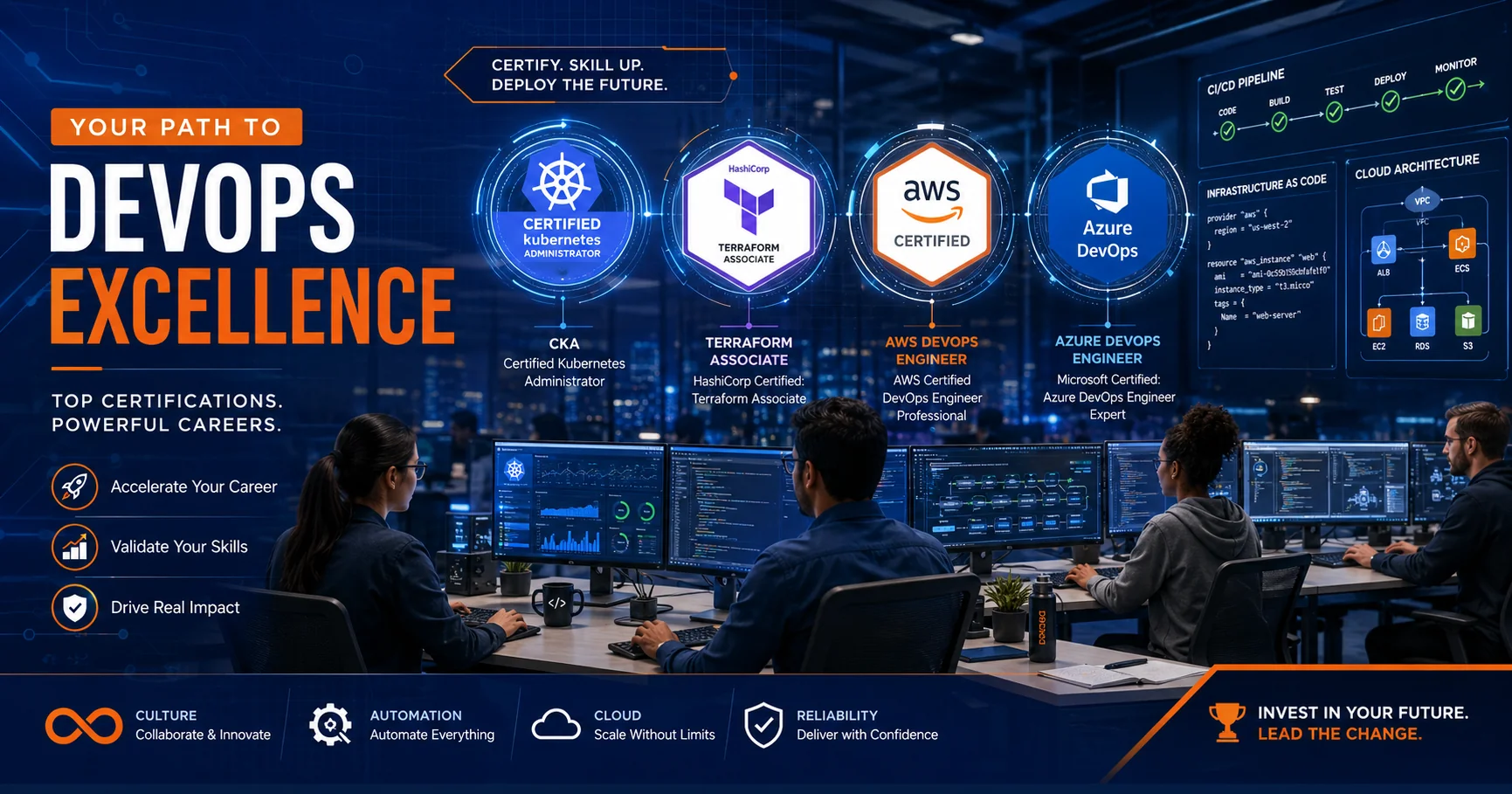 DevOps certifications landscape showing Kubernetes, Terraform, AWS, Azure, and GCP certification paths